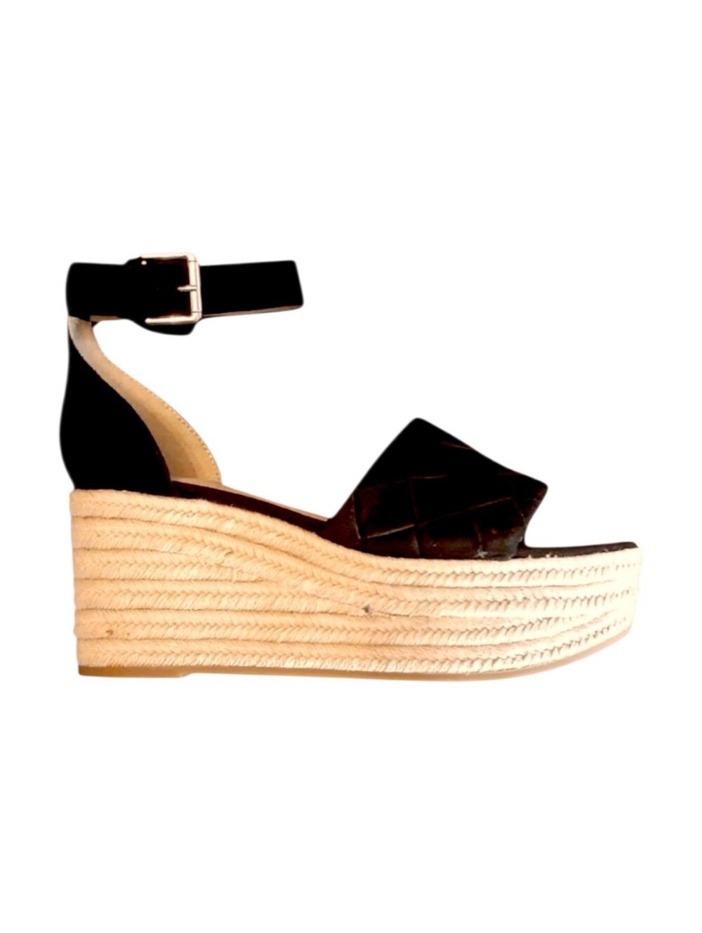 SALE! Marc Fisher Women's Black Espadrille Platform Sandals Ankle Strap Size 9.5